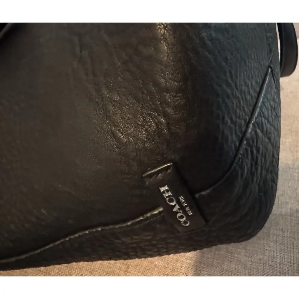 Coach Bleecker Handbag Pebbled Black Leather Satchel
